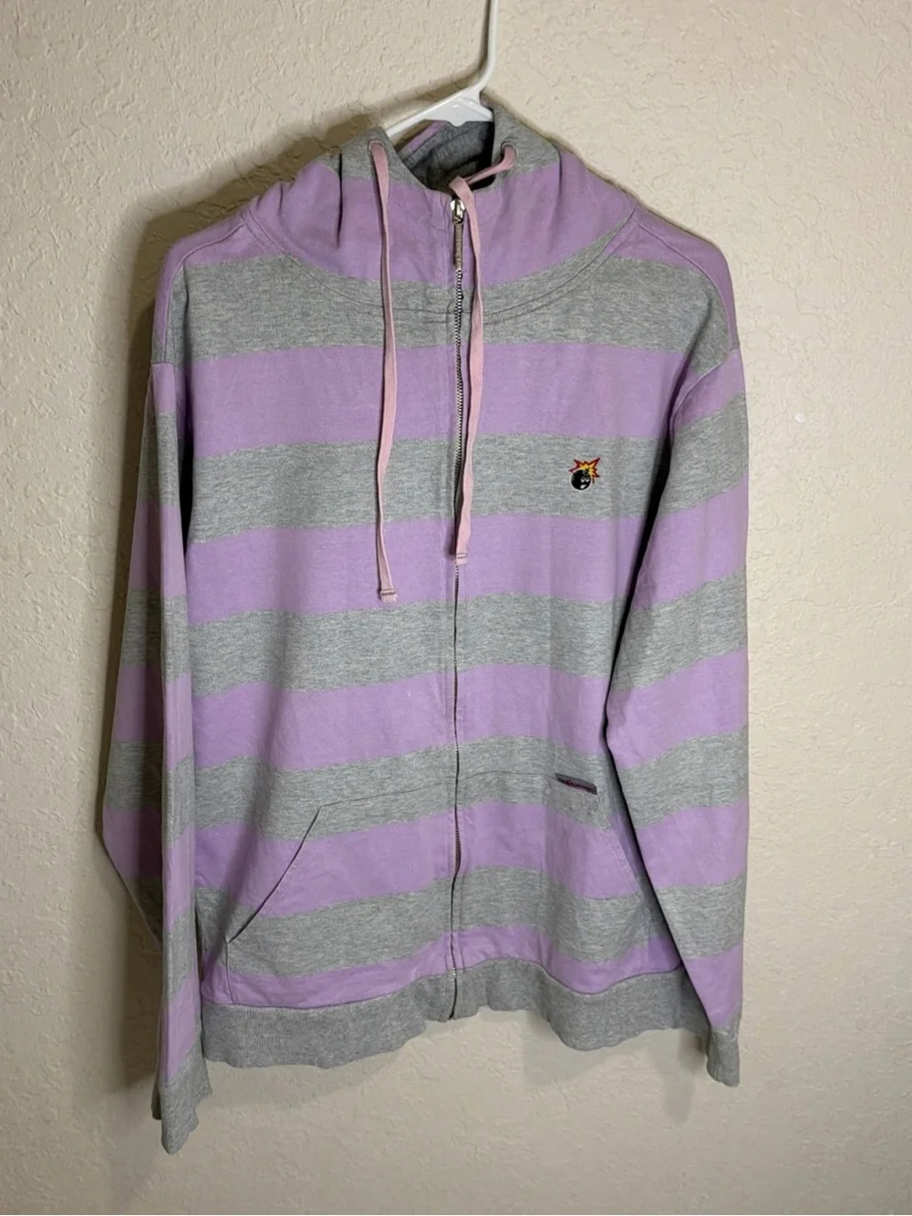 The Hundreds Men’s  Hoodie  plaid Gray  Purple Full Size Large Hooded